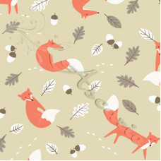 Mr Fox on Cream Background 100% Cotton Fabric