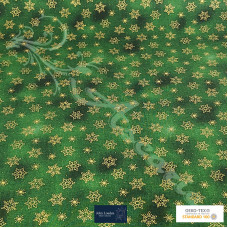 Christmas Sparkling Gold Snowflakes on Green 100% Cotton from John Louden