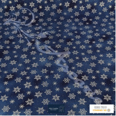 Christmas Sparkling Silver Snowflakes on Navy 100% Cotton from John Louden