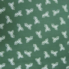 60cm  Small Sliver Holly on Green Background  100% Cotton 