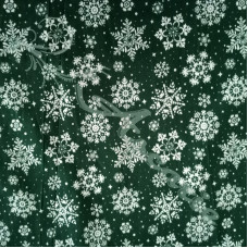 Nordic Snowflakes on Green Polycotton Print Design 1