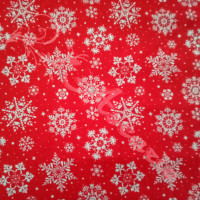Nordic Snowflakes on Red Polycotton Print Design 1