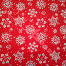 Nordic Snowflakes on Red Polycotton Print Design 1