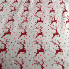 Nordic Reindeer on White Polycotton Print