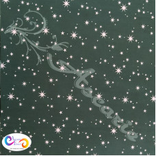 Festive Christmas Bright Shining Stars on Green Polycotton Print