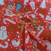 Christmas Snowmen, trees, candy canes on Red Polycotton Print Christmas Snowmen, trees, candy canes on Red Polycotton Print