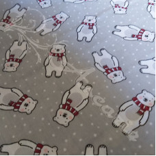 Polar Bears on Grey Polycotton Print