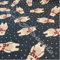 Polar Bears on Blue Polycotton Print