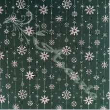 Snowflake drops on Green Polycotton Print