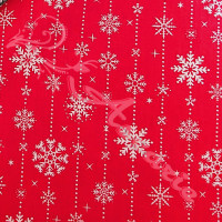 Snowflake drops on Red Polycotton Print