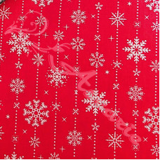 Snowflake drops on Red Polycotton Print