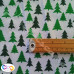 Small Green Christmas Trees on White Polycotton Print