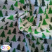 Small Green Christmas Trees on White Polycotton Print