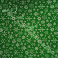 Snowflakes on Green Polycotton Print Des 2