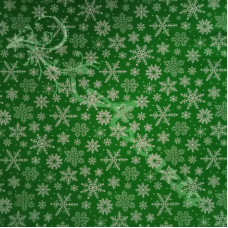 Snowflakes on Green Polycotton Print Des 2