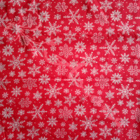 2m x 105cm Snowflakes on Red Polycotton Print 