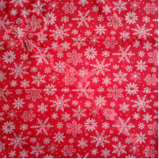 Snowflakes on Red Polycotton Print Design 2