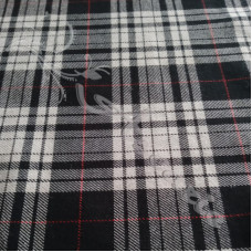 Black & White with Red Check Tartan PolyViscose 