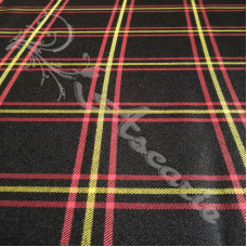 Brown with a Red & Yellow Check Tartan PolyViscose 