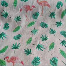  Cotton Rich Linen Pink Flamingos with Leaves