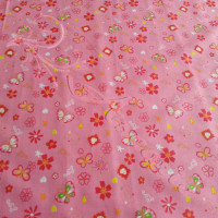 Pink Butterfly & Flowers 100%Cotton