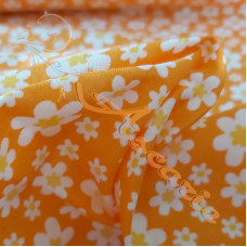 White ditsy flower on Orange 100% Cotton