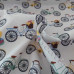 Vintage Multi Coloured Bikes on White 100% Cotton