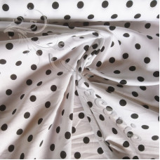 Black Pea Spot on white  100% Cotton