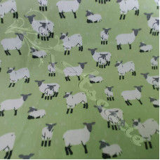 Sheep & Lambs on Green 100% Cotton