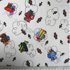 1 mtr piece Cartoon Planes on White PolyCotton