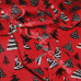 Christmas trees, on Red Polycotton Print