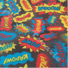 Bam!, Zap!, Kaboom on Black PolyCotton