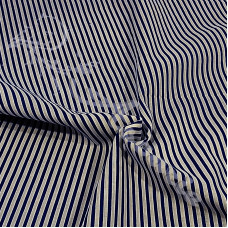 Narrow Stripe Navy Coloured Polycotton