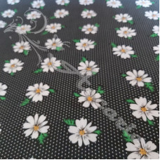 Daisy's on Black Pin Spot Polycotton