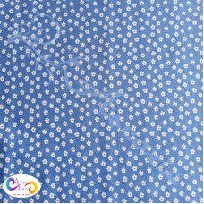 Ditsy Spot Flowers on Blue  Polycotton