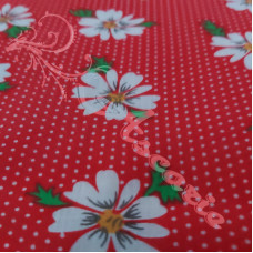 Daisy's on Red Pin Spot Polycotton