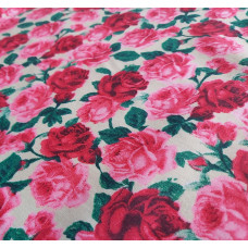 Red Roses with Cream Background Polycotton Print