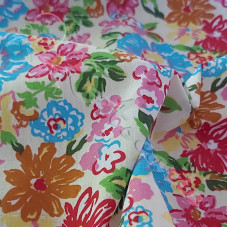 Multi Coloured Flowers PolyCotton