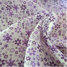 Ditsy Purple Flowers on white  poly-cotton