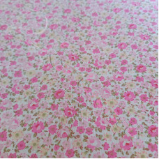 Ditsy Pink & Lemon flowers  poly-cotton