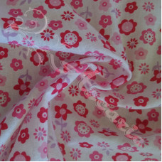 Ditsy Pink Flowers on white  poly-cotton