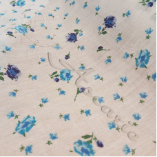 Blue Flowers on white poly-cotton