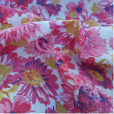 Large Pink Flowers on white poly-cotton