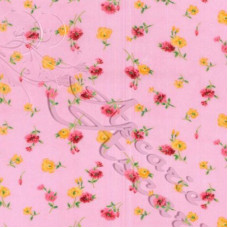 Pink & Yellow Ditsy Flowers on Pink poly-cotton