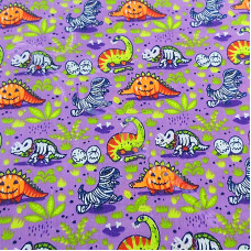 Halloween Monster Dinosaurs Polycotton 