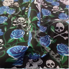 Skulls with Blue Roses  PolyCotton