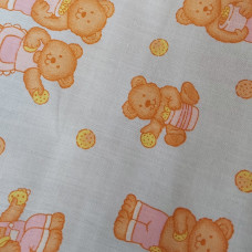 Teddys with cookies on Blue Polycotton