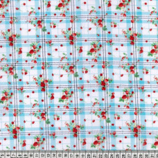 Strawberry's on Turquoise Check  PolyCotton