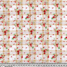 Strawberry's on Beige Check  PolyCotton