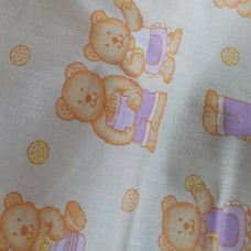 Teddys with cookies on Cream Polycotton